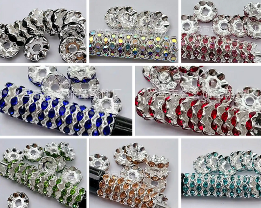 12mm Wavy Rhinestone Spacers - 10 Pack