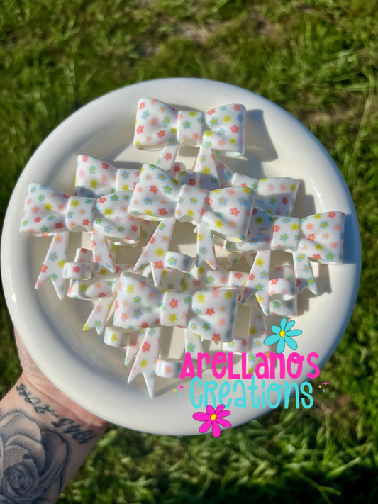 #26 pastel daisy opal large bow straw topper