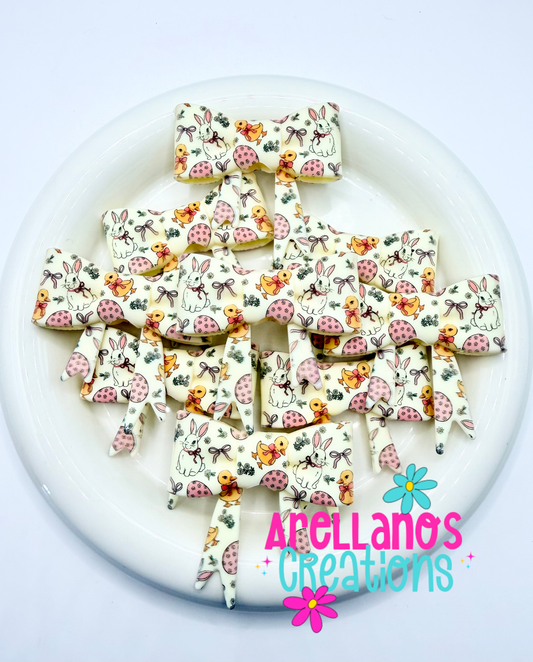 #140 Easter Bunny & Duck Large Bow Focal