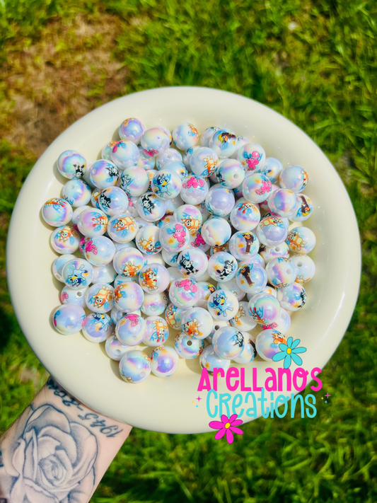16mm blue dog acrylic bead mix (pack of 10)