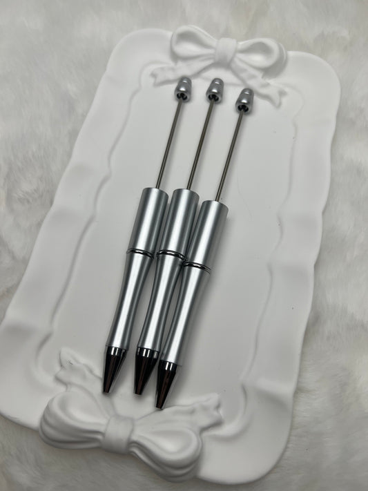 Silver beadable plastic pen