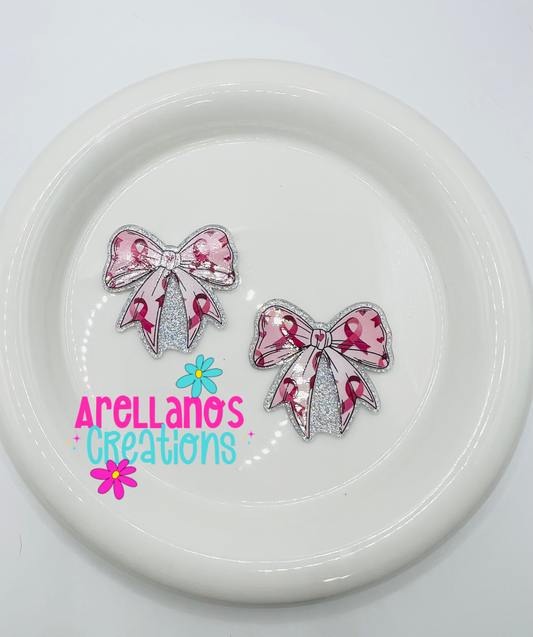 #17 pink ribbon awareness bow - acrylic flatback