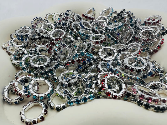 12mm small rhinestone gem spacer mix (pack of 10)