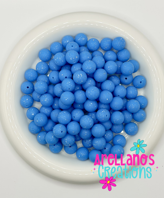 SS-154 15mm Baby Blue Speckled Silicone Bead (1ct)