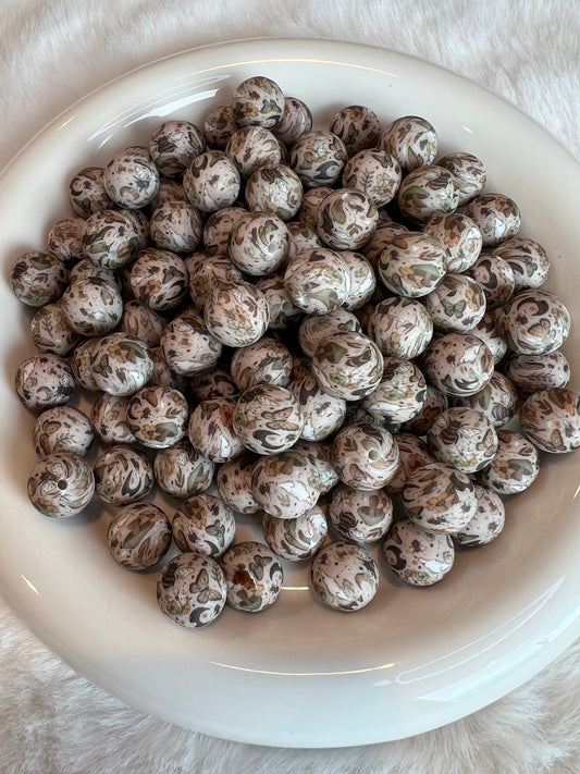 15mm mystic nature printed silicone beads
