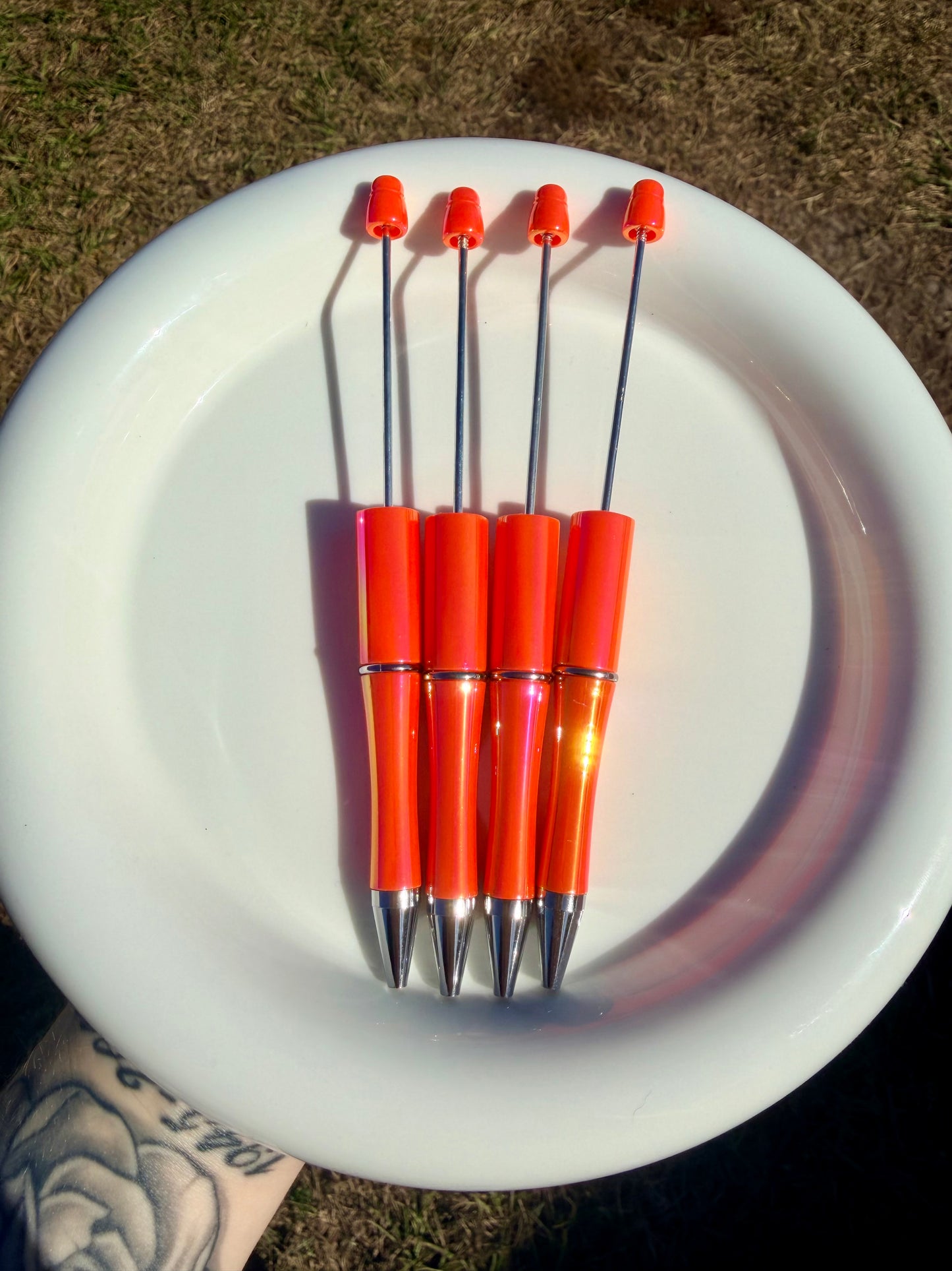 Neon orange opal beadable pen (1PC)