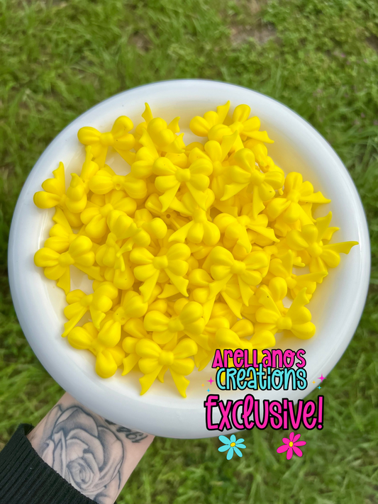 3D lemon yellow ribbon bow W/ tail EXCLUSIVE focal
