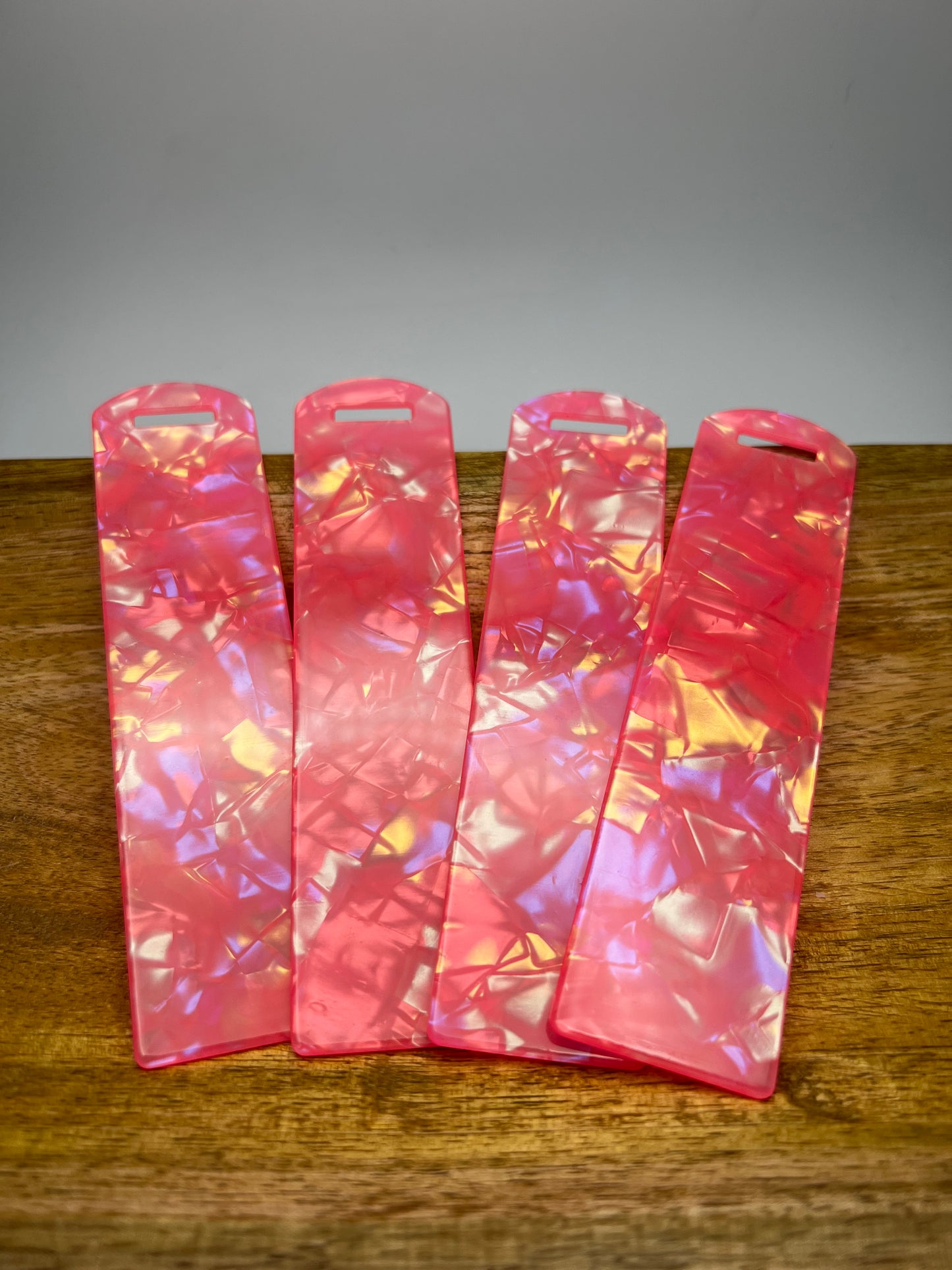 Pink iridescent marble acrylic bookmarks (sold individually)