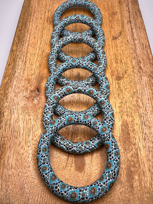 65mm Blue Aztec cowhide silicone rings (sold individually)