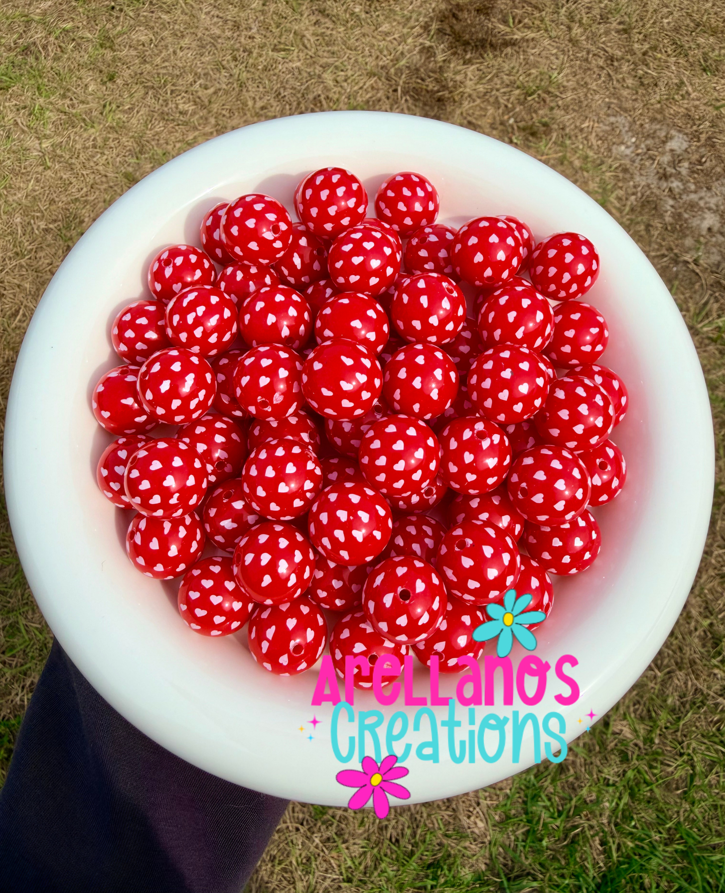 20mm loads of love heart acrylic bubblegum beads (1PC)