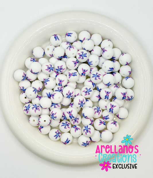 SP-221 Ice Cream Blue Alien Double Sided Silicone Beads (1ct)