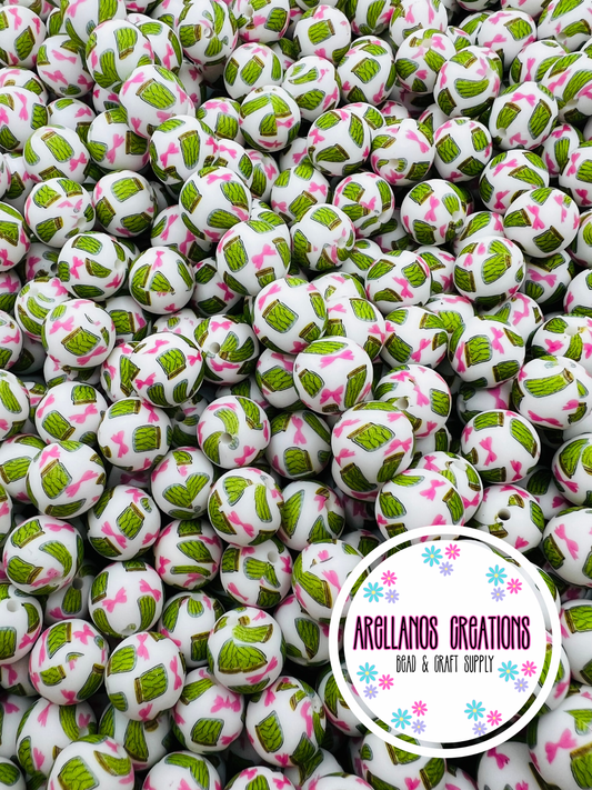 15mm pickles & bows printed silicone beads EXCLUSIVE