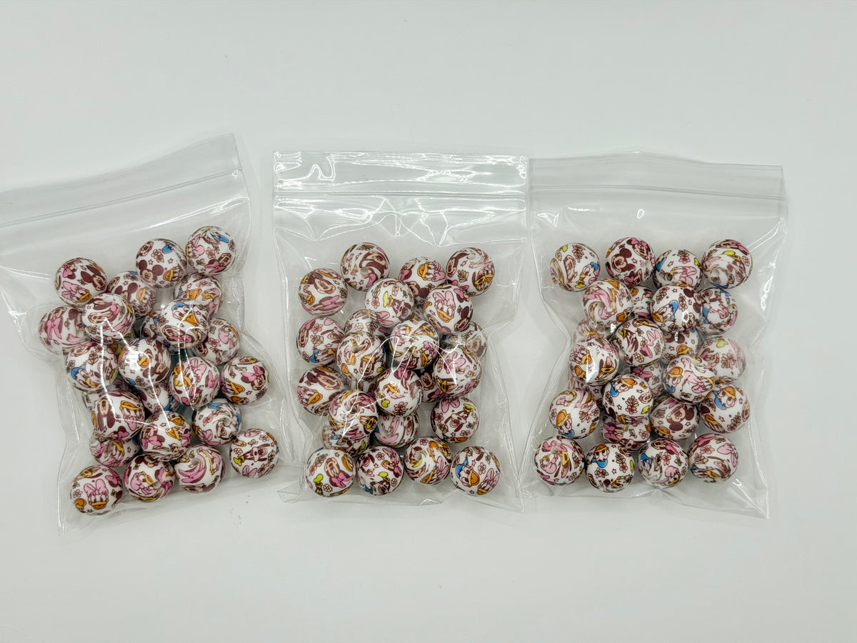 Mouse & friends 25ct 15mm silicone beads