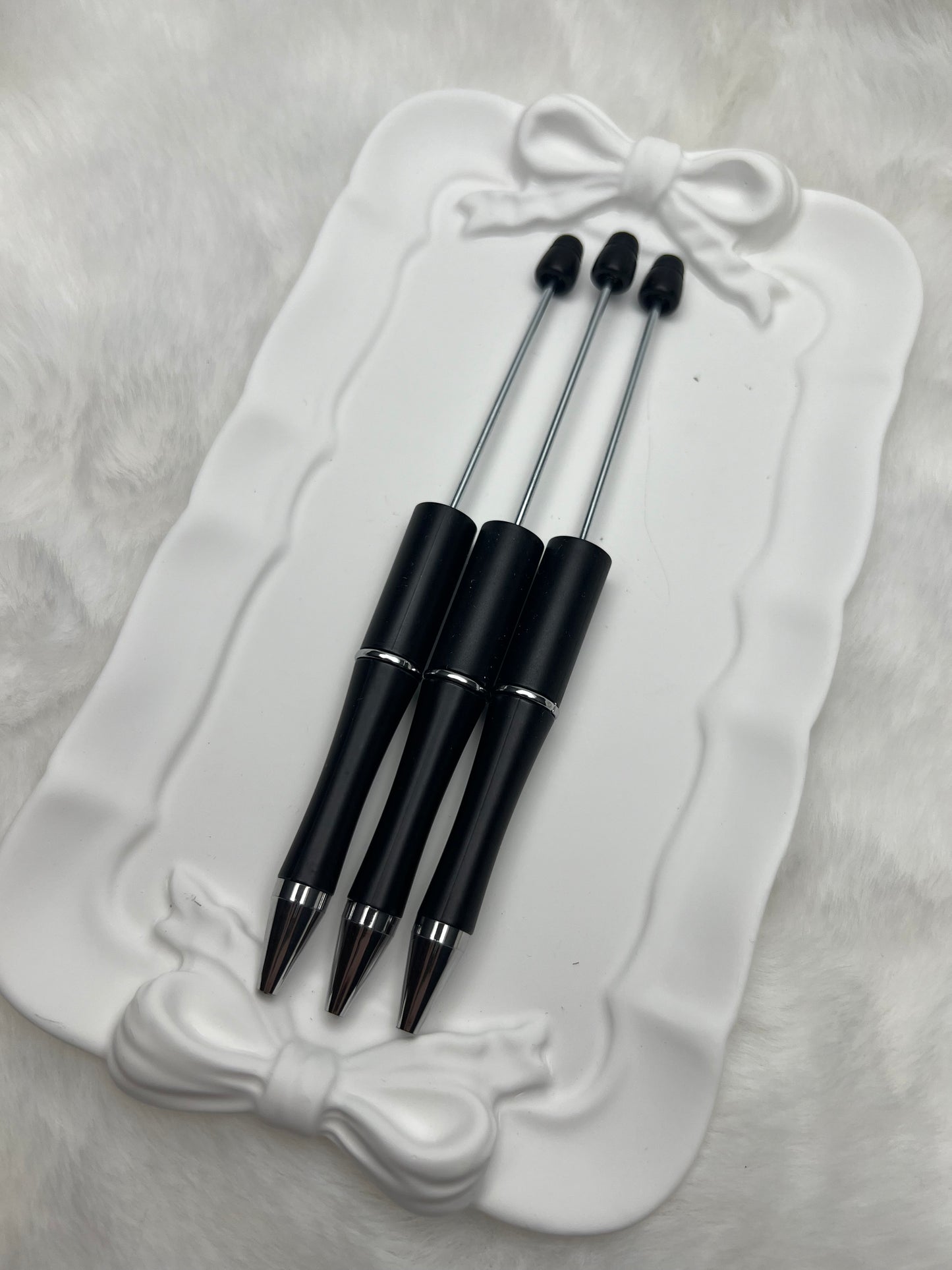 Black beadable plastic pen