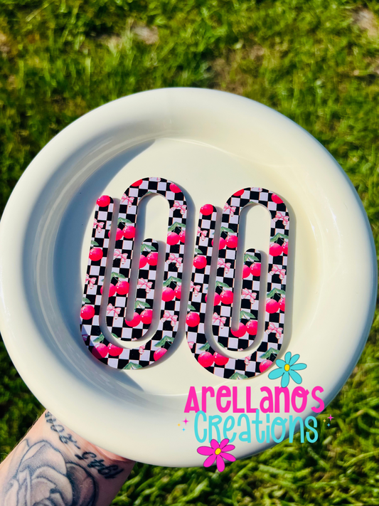 Cherry bow checkered - Jumbo paper clips