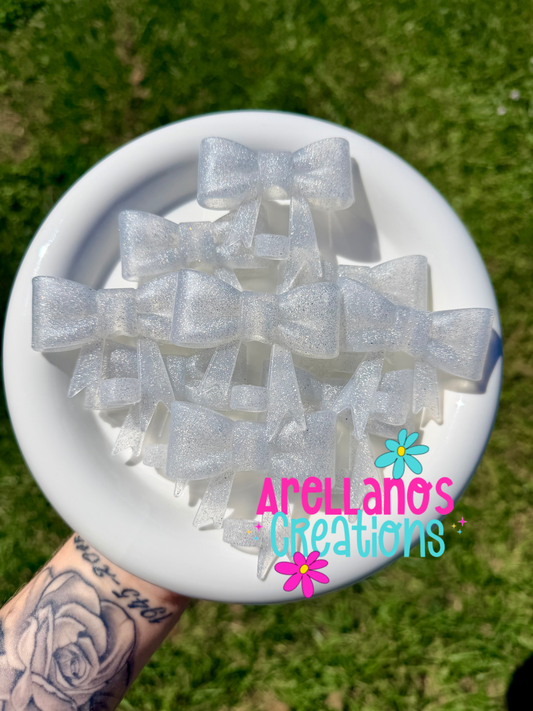 #109 clear glitter - large straw topper bow