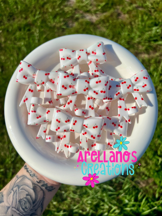 #22 simple cherry opal large bow straw topper