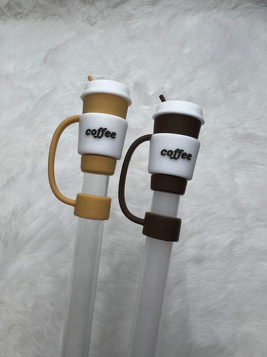 3D coffee cup straw toppers (silicone)