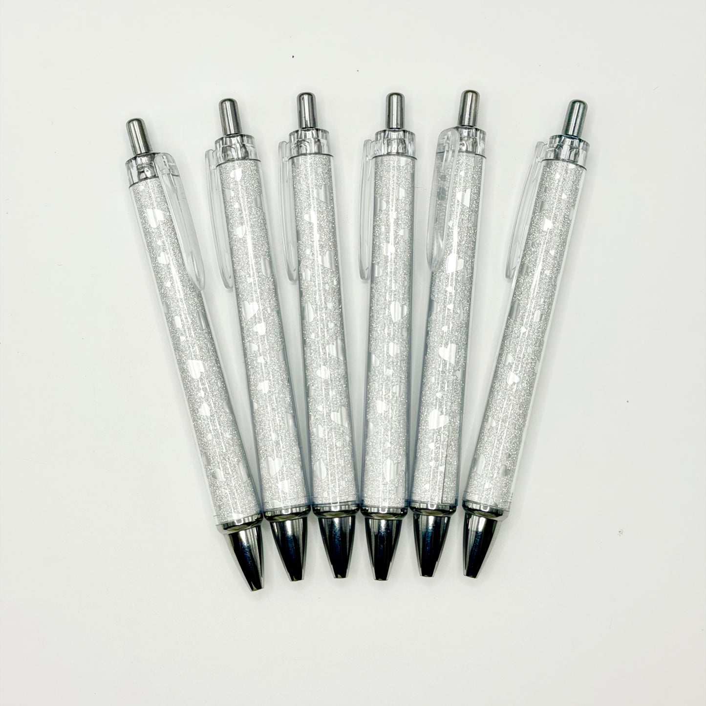Silver Sparkle Heart Ball Point Pen (1ct)