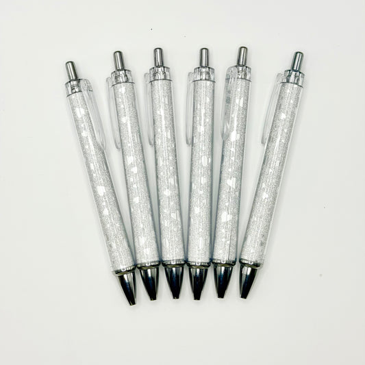Silver Sparkle Heart Ball Point Pen (1ct)