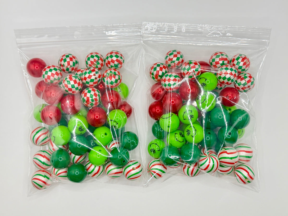 20mm Christmas mix acrylic beads 50ct