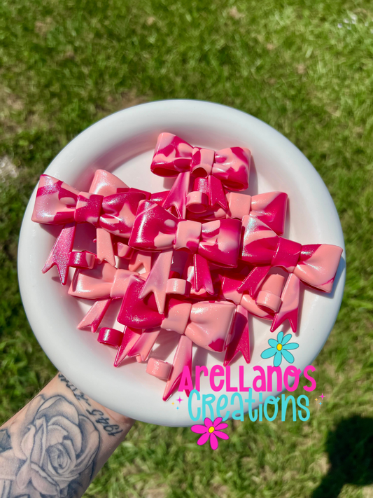 #96 dragon fruit swirl shiny large bow straw topper