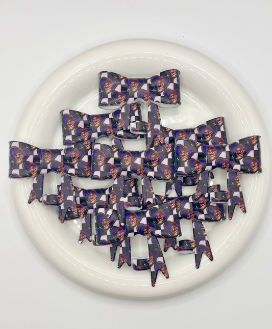 #366 Freddy Checkered Large Bow Straw Topper (1ct)