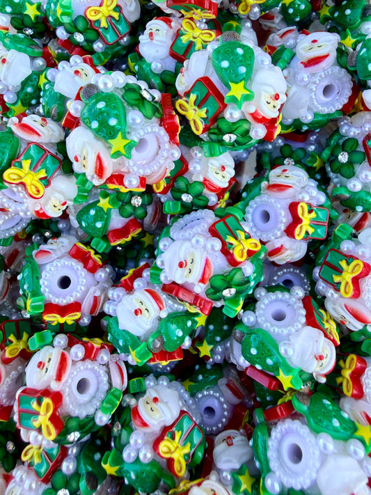 Fancy acrylic Christmas beads 16mm (very delicate hand made)