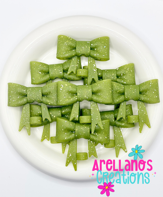 #284 Pickle Green Speckled Large Bow Straw Topper (1ct)