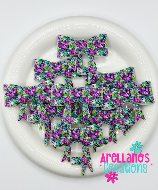 #311 Butterfly Garden Large Bow Straw Topper