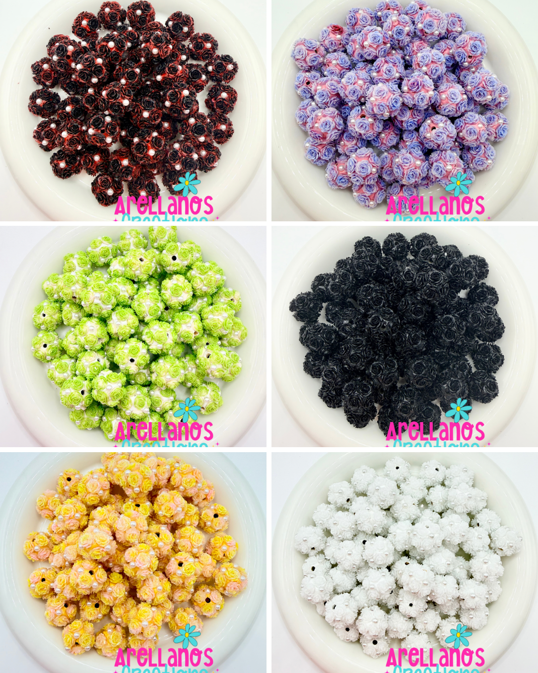 20mm fancy rose flower beads (1PC) 6 different colors