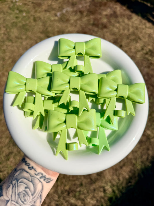 #180 melon drop large shiny bow straw topper