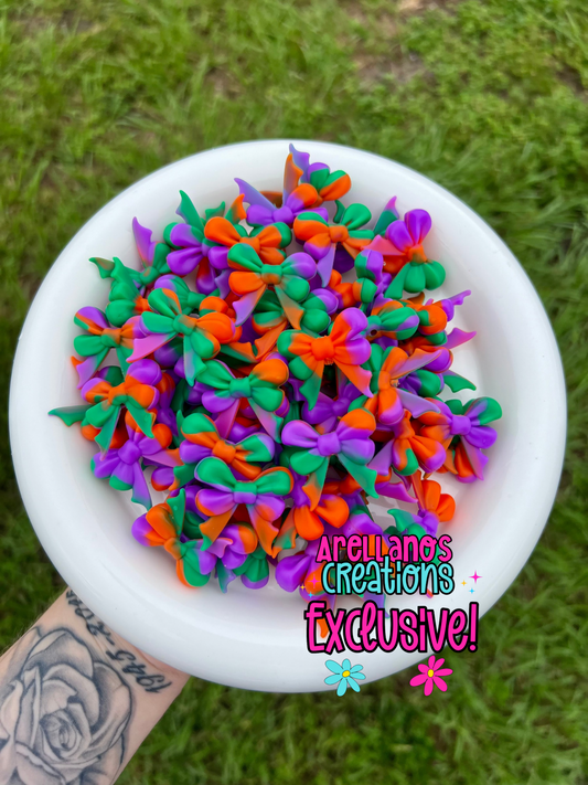 3D spooky time swirl ribbon bow W/ tail EXCLUSIVE focal