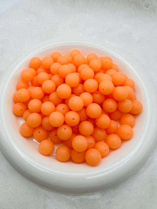 15mm neon orange glitter silicone beads