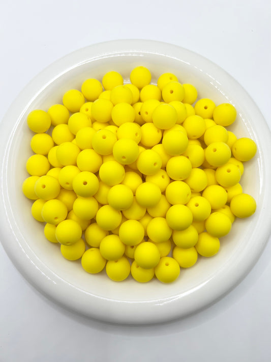 15mm bright yellow solid silicone beads