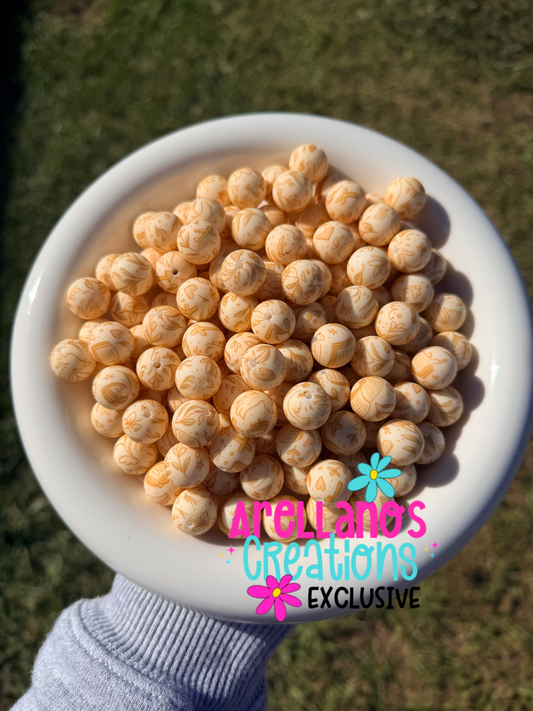 15mm boho golden bible printed silicone beads EXCLUSIVE