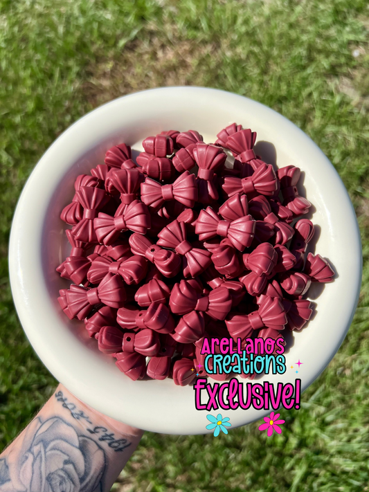 3D maroon ribbed bow EXCLUSIVE focal