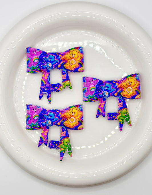 #372 Neon Bears large bow straw topper (1ct)