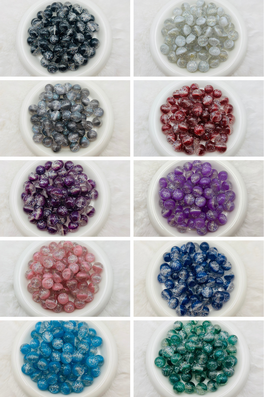 20mm glitter film cat eye acrylic beads (10 different colors)