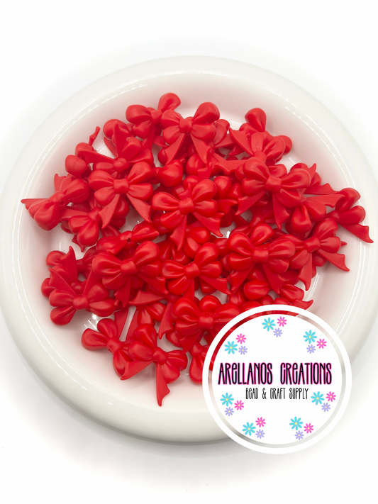 3D cherry red double ribbon W/ tail bow EXCLUSIVE focal