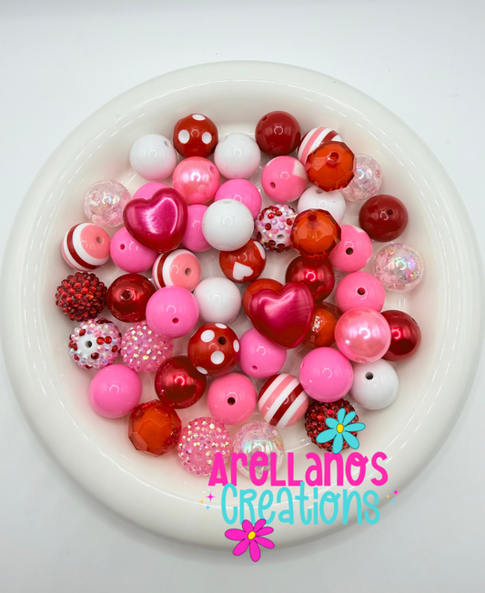 20mm Acrylic Valentine Bead Bundle (Pack of 50)