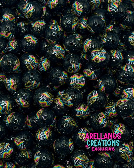 Wild Child 15mm shiny glitter silicone beads (1ct) EXCLUSIVE