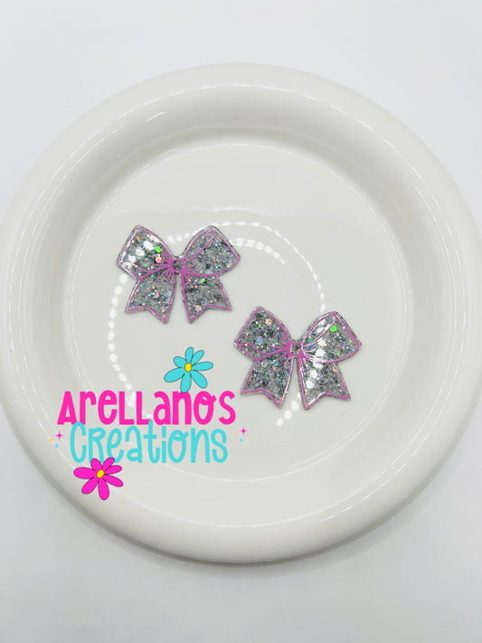 Clear glitter bow - acrylic flatback