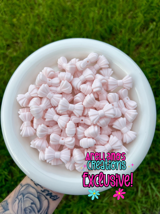 3D baby frosted pink ribbed bow EXCLUSIVE focal
