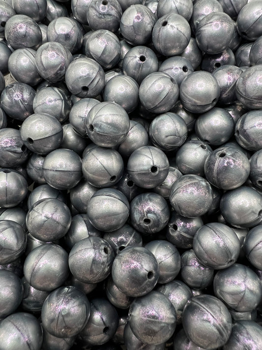 15mm silver opal silicone beads