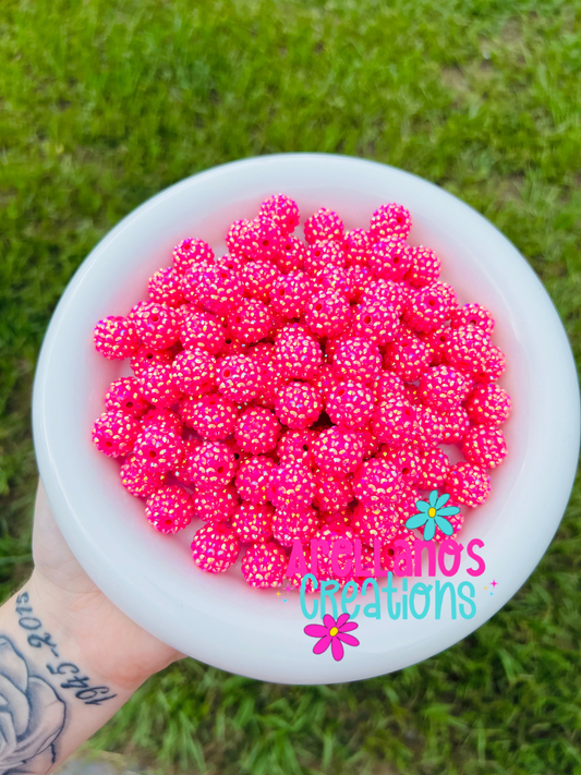 16mm hot pink AB rhinestone beads