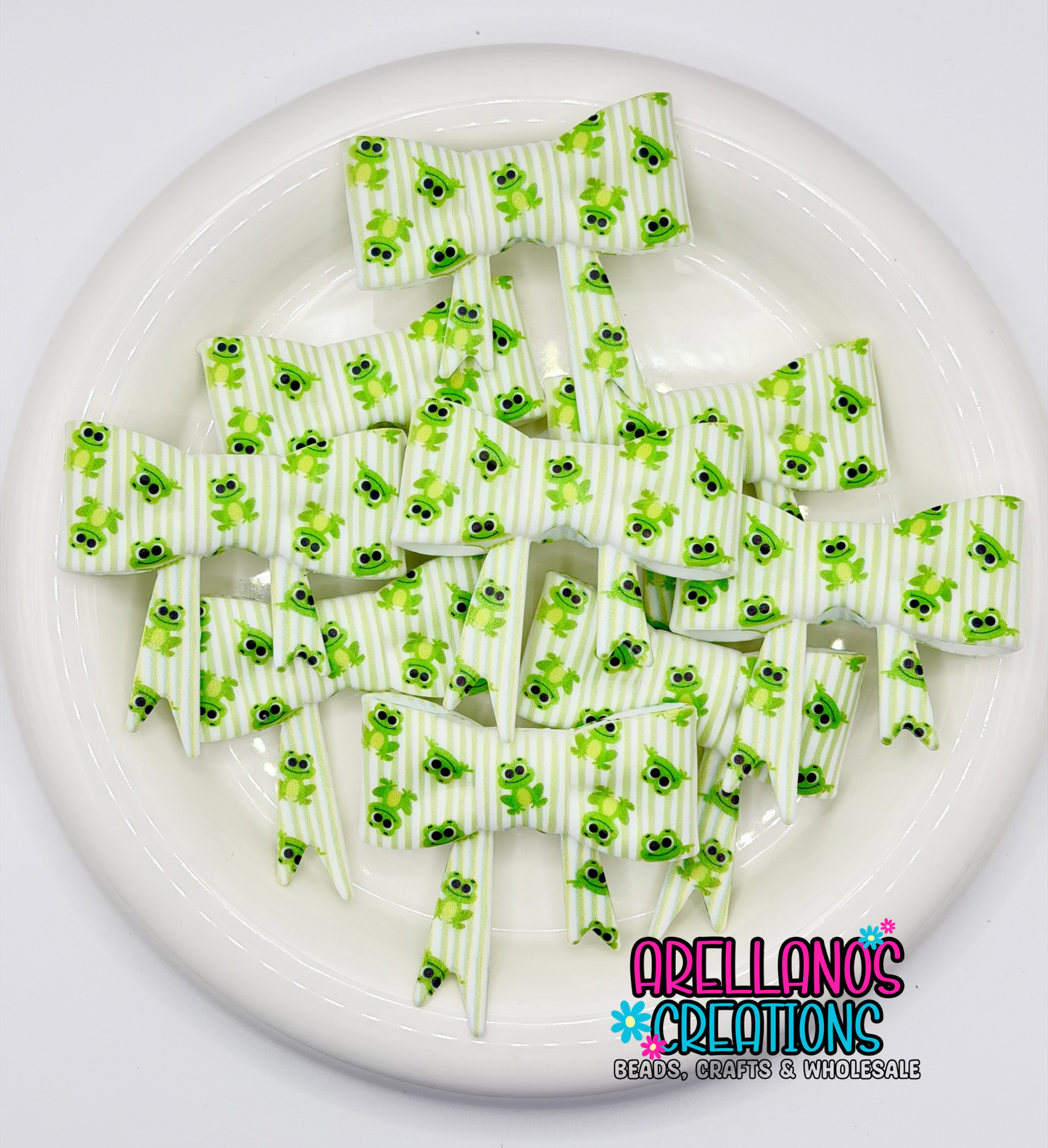 #267 froggy stripes large bow focal