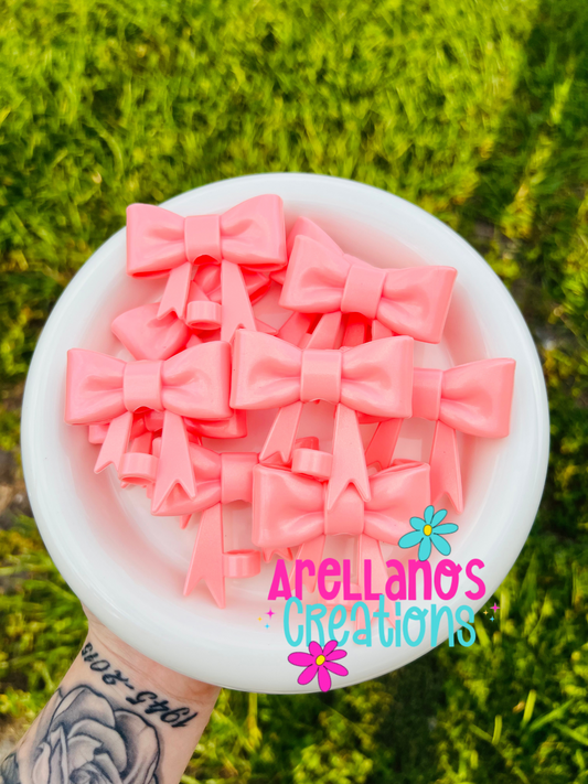 #3 pale pink opal large bow straw topper