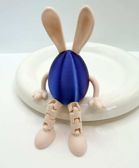 3D Printed Egg Bunny W/ Dangle Legs Figure (1ct) Not Meant For Pens