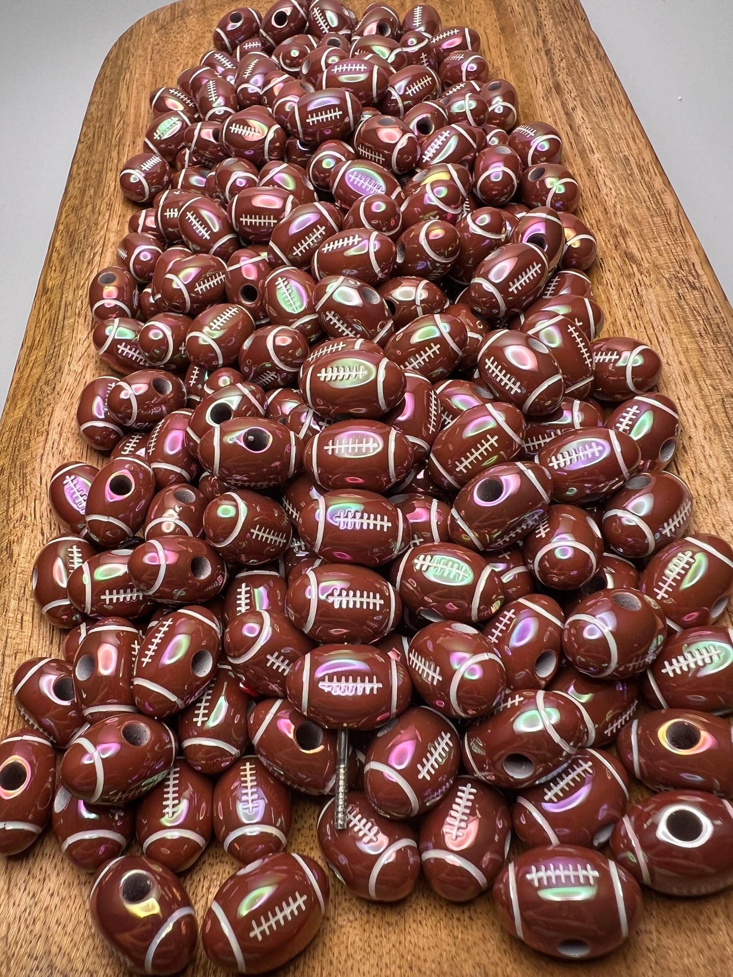 Football Acrylic AB Beads (Pack of 5)